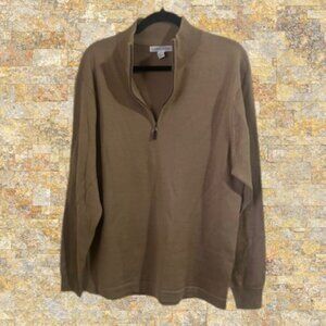 Men's Brown Quarter-Zip Pullover Sweater